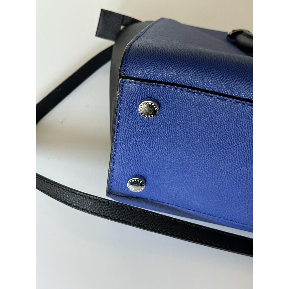Michael Kors Selma Sapphire/Black LG Leather Satchel Handbag - Picture 6 of 13